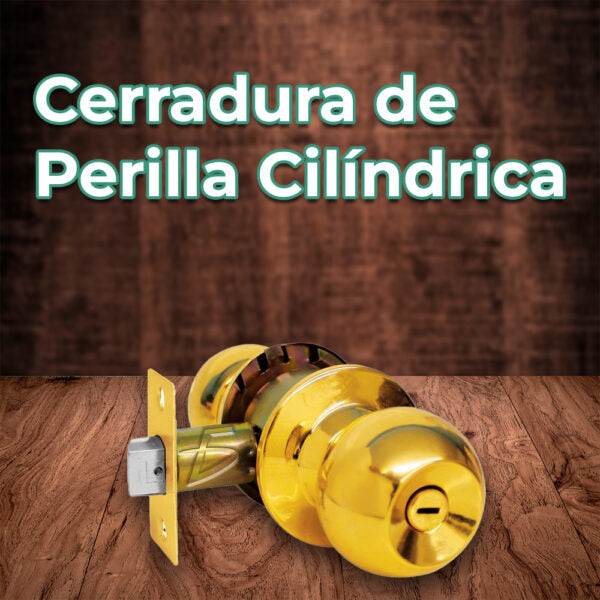 Cerradura De Perilla Cilíndrica Latón Brillante