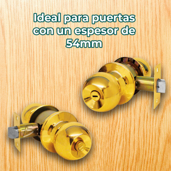 Cerradura De Perilla Cilíndrica Latón Brillante