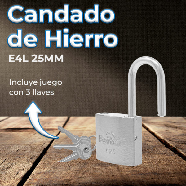 Candado De Hierro Con Gancho Corto 25Mm