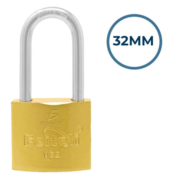 Candado De Hierro Gancho Largo Dorado 32Mm