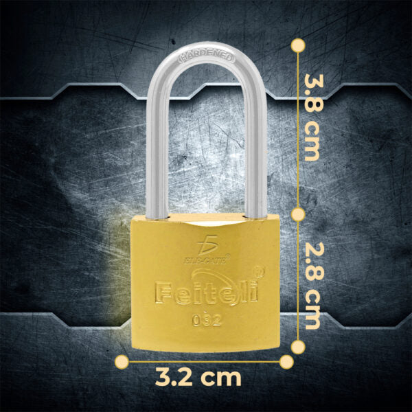 Candado De Hierro Gancho Largo Dorado 32Mm