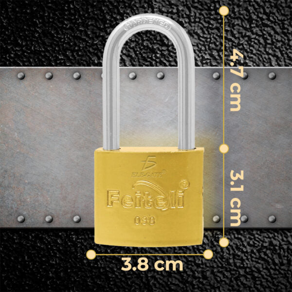 Candado De Hierro Gancho Largo Dorado 38Mm