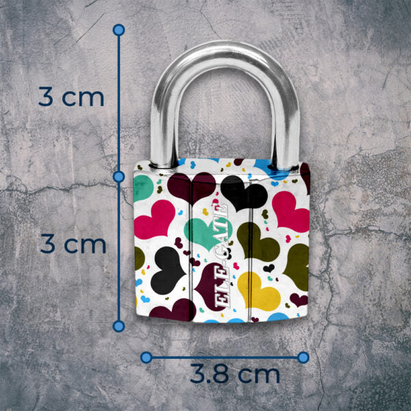 Candado De Hierro De 38Mm Blanco Con Estampado De Corazones