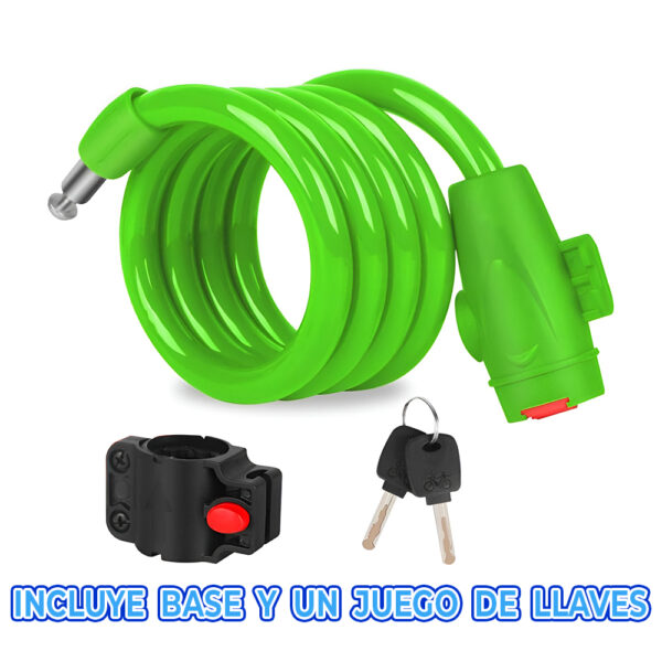 Candado Antirrobo 110 Cm Para Bicicleta Con Cable Plástico Duradero Y Resistente A Cortes