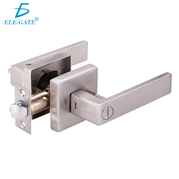 Cerradura De Manija Cuadrada Nickel Satinado Para Baño