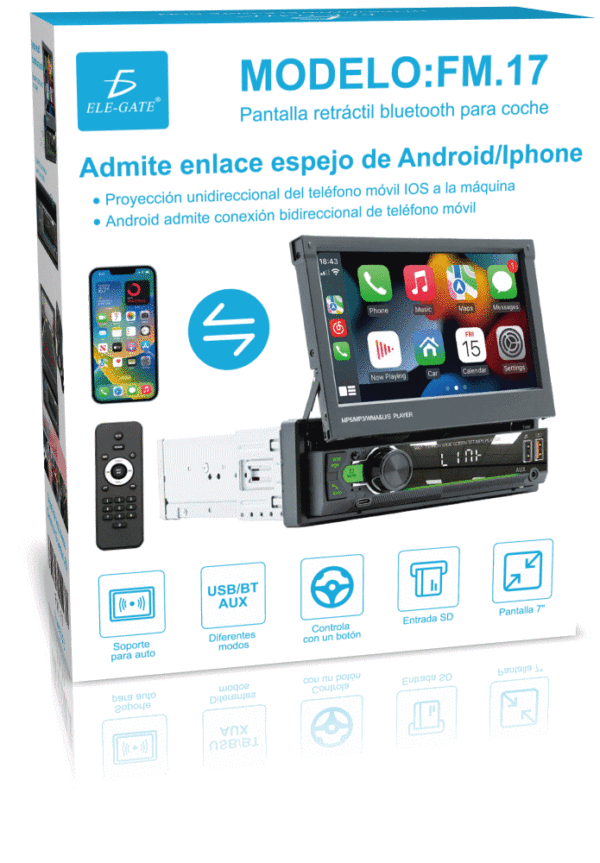 Autoestéreo 1Din Con Mirrorlink, Pantalla Táctil Retráctil Hd De 7 Pulgadas, Gps Y Soporte Multilingüe