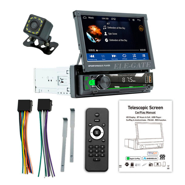 Autoestéreo 1Din Con Mirrorlink, Pantalla Táctil Retráctil Hd De 7 Pulgadas, Gps Y Soporte Multilingüe