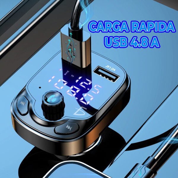 Transmisor Bluetooth 5.0 Para Automóvil Con 2 Entradas Usb Y Micro Sd