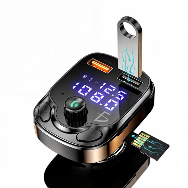 Transmisor Bluetooth 5.0 Para Automóvil Con 2 Entradas Usb Y Micro Sd
