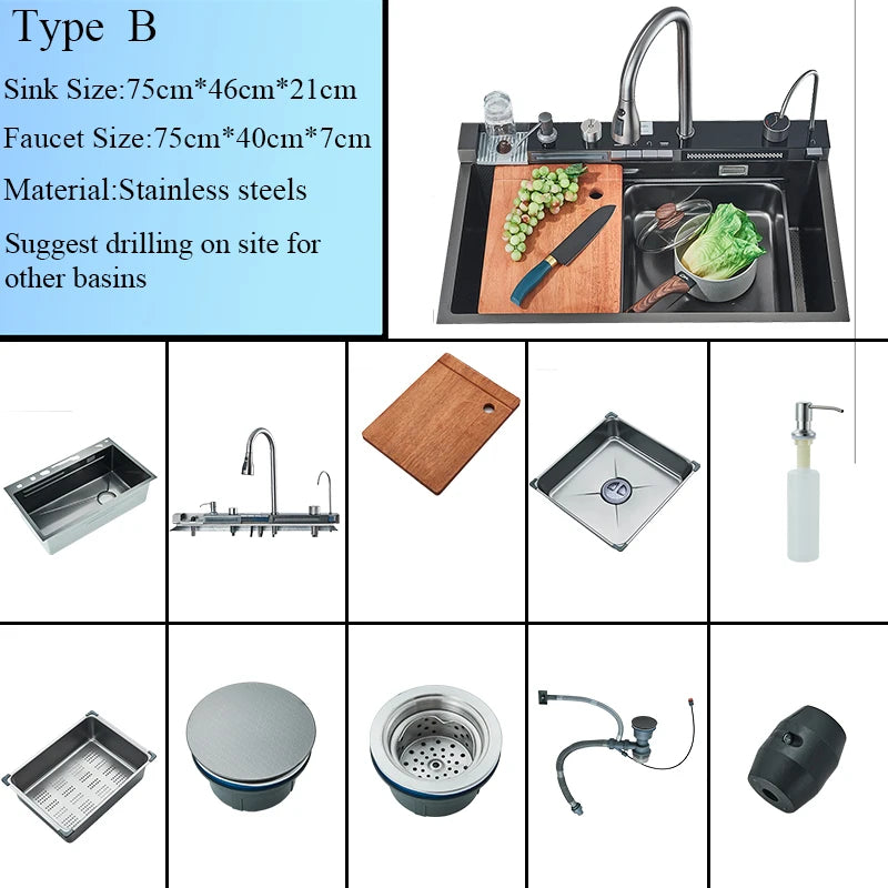 Fregadero de cocina de acero inoxidable 304