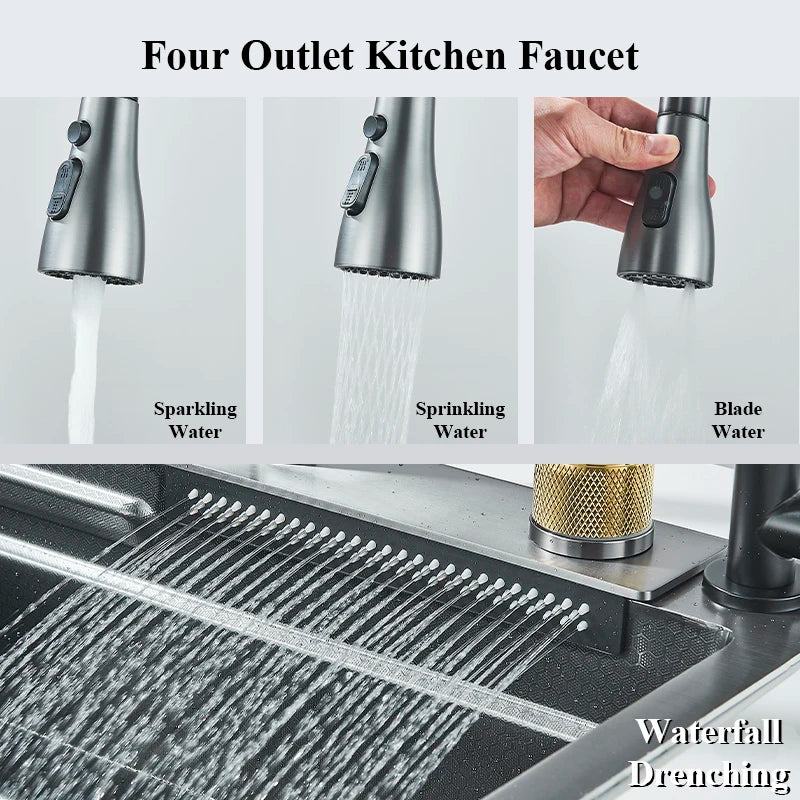 Fregadero de cocina multifunción de acero inoxidable