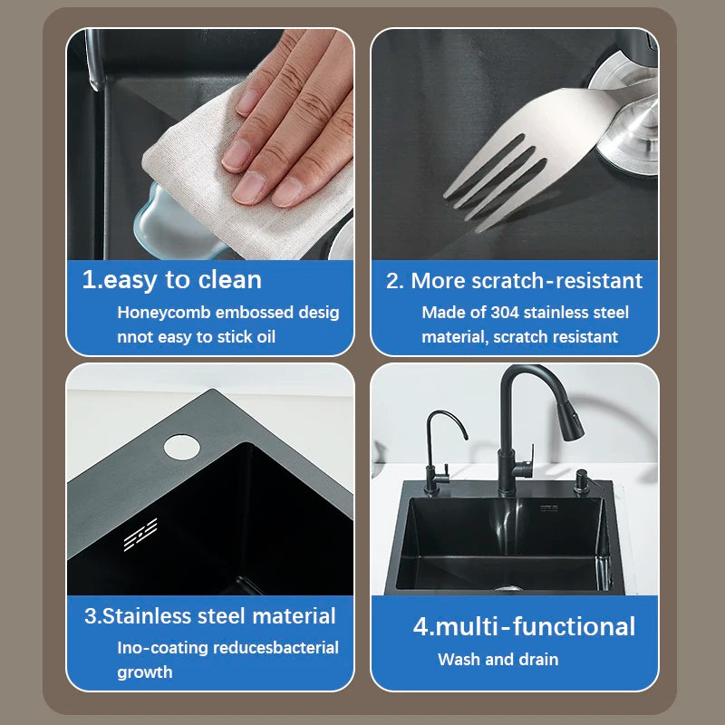 Fregadero de cocina multifunción de acero inoxidable