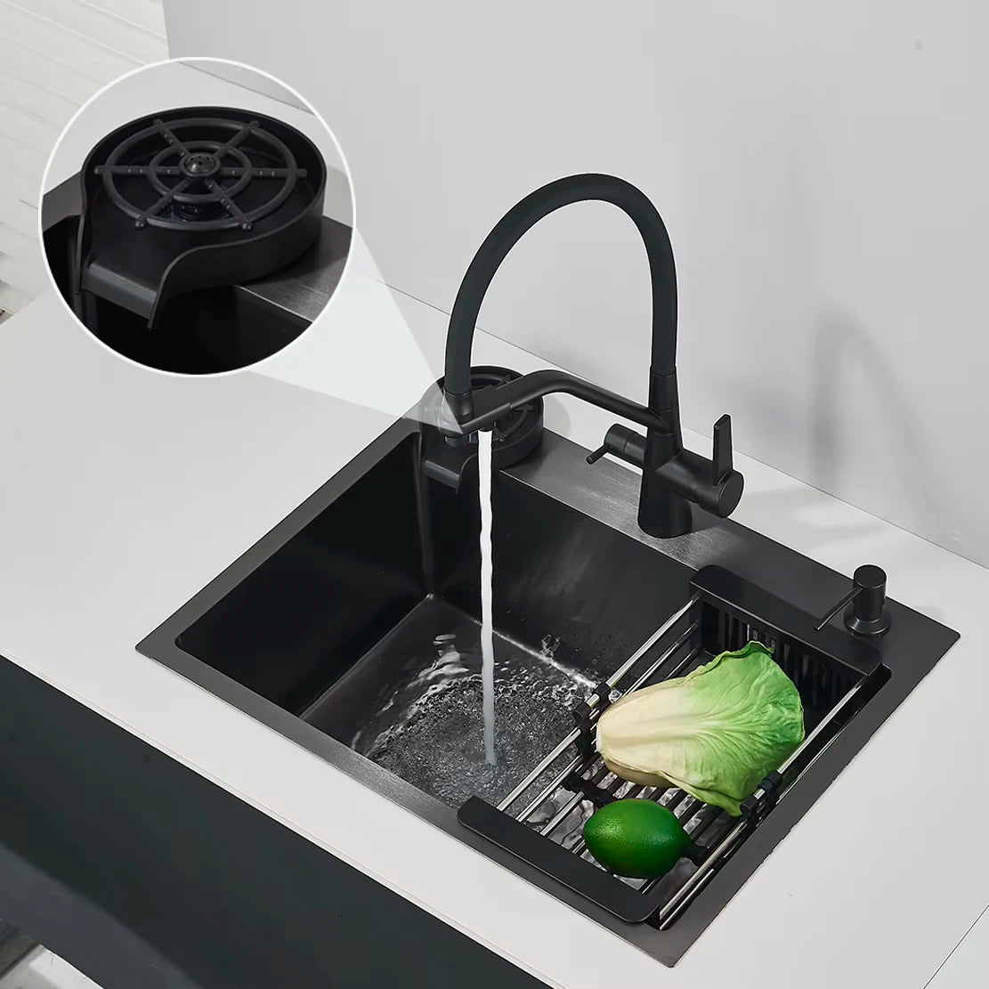 Fregaderos de cocina de acero inoxidable 304 negro mate