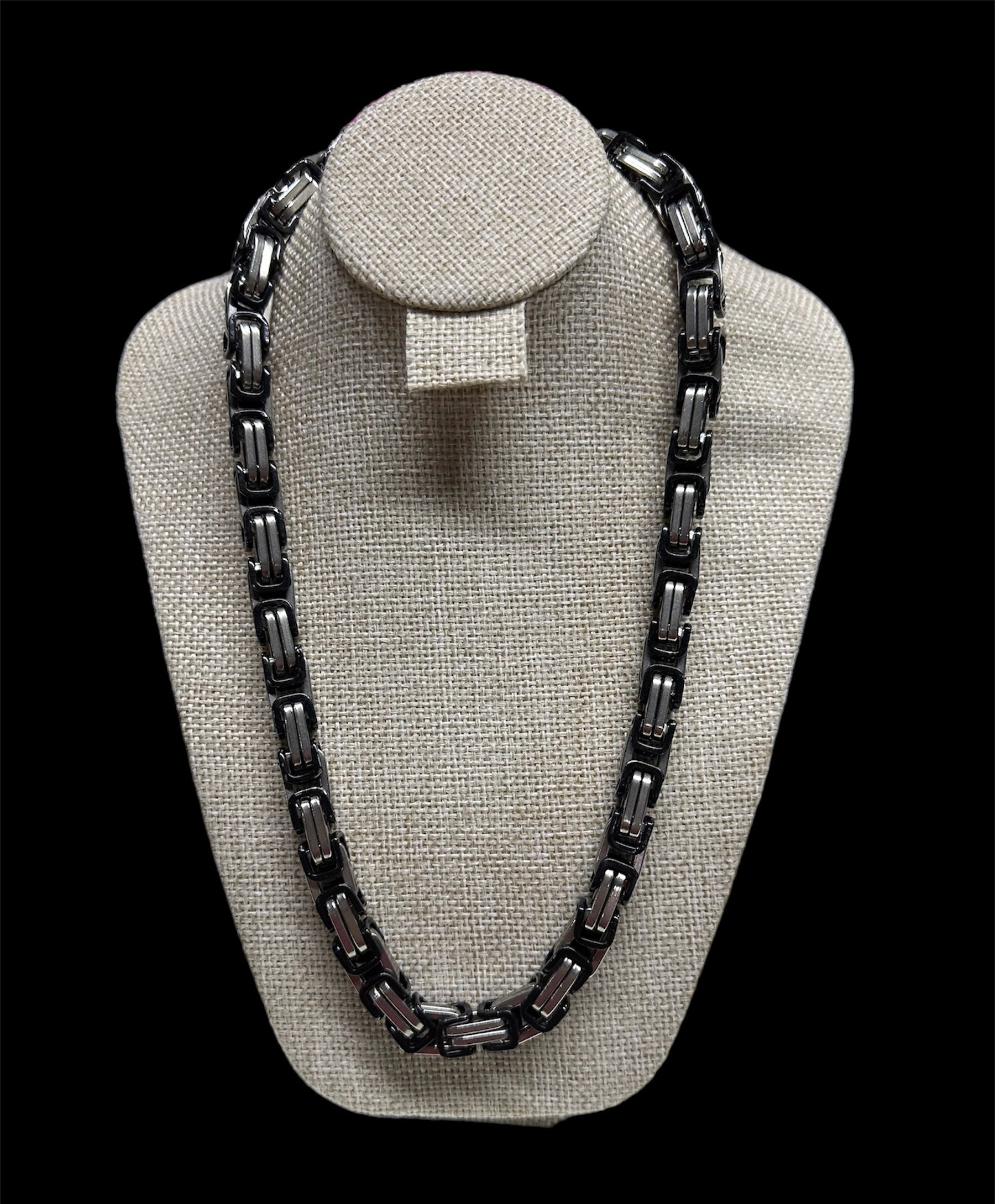 Cadena Negra con Plata 10 mm
