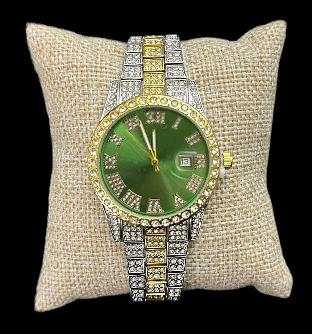 Reloj Combinado Zirconias Verde