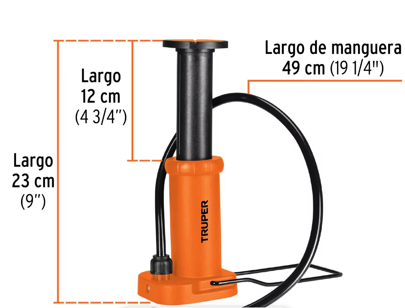 Bomba de Aire con Pedal Truper – Cabeza Dual para Válvula Schrader / Presta / Dunlop