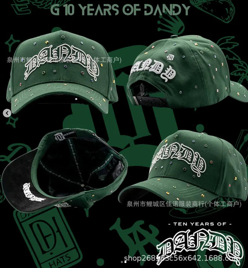 Gorra de Béisbol Ajustable DANDY con Bordado de Letras, Estilo Hip Hop, Moderna, Transpirable, con Protección Solar, Parte Superior Redonda y Flexible