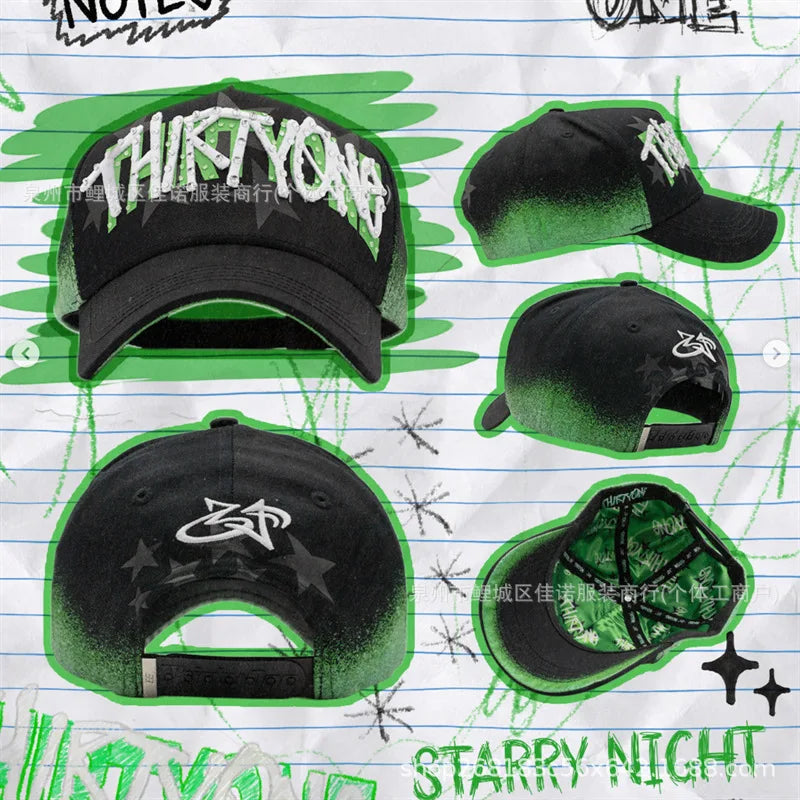 Gorra de Béisbol Ajustable DANDY con Bordado de Letras, Estilo Hip Hop, Moderna, Transpirable, con Protección Solar, Parte Superior Redonda y Flexible