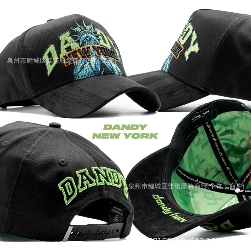 Gorra de Béisbol Ajustable DANDY con Bordado de Letras, Estilo Hip Hop, Moderna, Transpirable, con Protección Solar, Parte Superior Redonda y Flexible