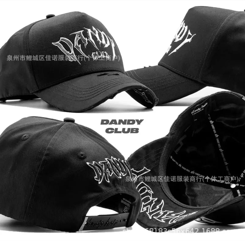 Gorra de Béisbol Ajustable DANDY con Bordado de Letras, Estilo Hip Hop, Moderna, Transpirable, con Protección Solar, Parte Superior Redonda y Flexible