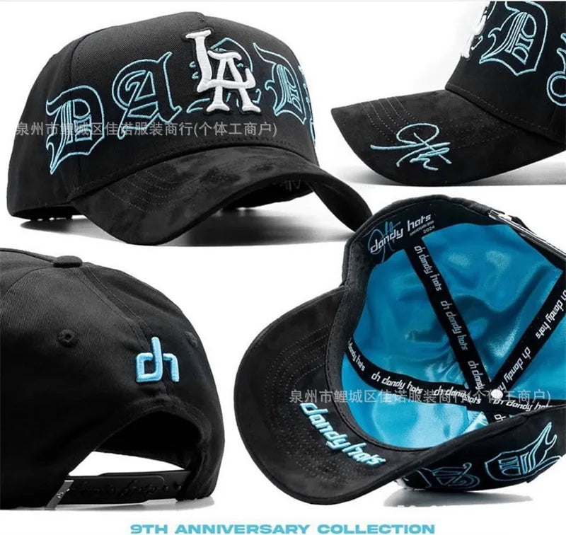 Gorra de Béisbol Ajustable DANDY con Bordado de Letras, Estilo Hip Hop, Moderna, Transpirable, con Protección Solar, Parte Superior Redonda y Flexible