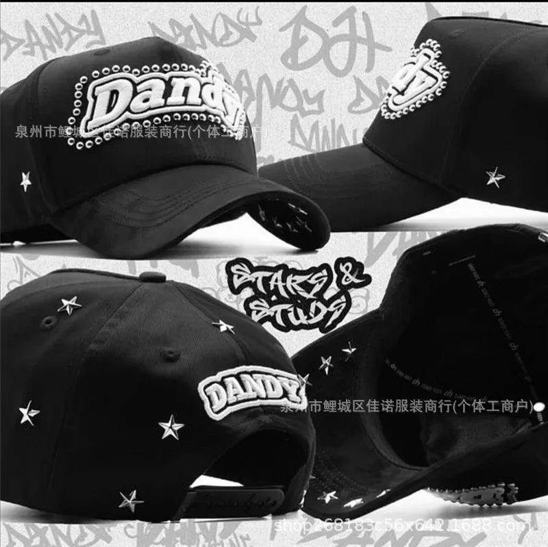 Gorra de Béisbol Ajustable DANDY con Bordado de Letras, Estilo Hip Hop, Moderna, Transpirable, con Protección Solar, Parte Superior Redonda y Flexible