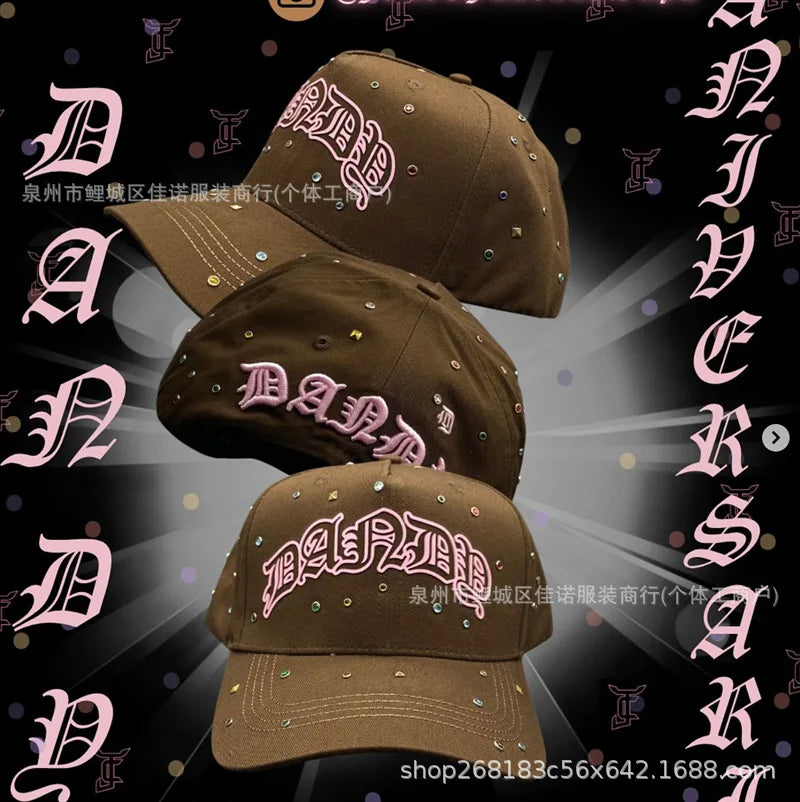 Gorra de Béisbol Ajustable DANDY con Bordado de Letras, Estilo Hip Hop, Moderna, Transpirable, con Protección Solar, Parte Superior Redonda y Flexible