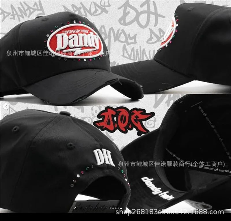 Gorra de Béisbol Ajustable DANDY con Bordado de Letras, Estilo Hip Hop, Moderna, Transpirable, con Protección Solar, Parte Superior Redonda y Flexible