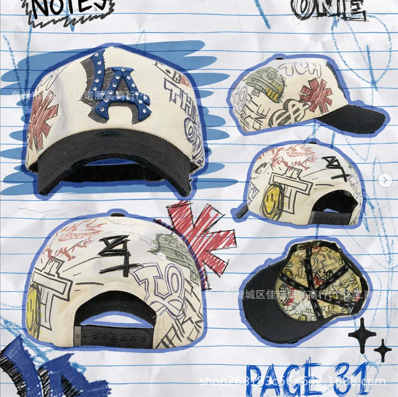Gorra de Béisbol Ajustable DANDY con Bordado de Letras, Estilo Hip Hop, Moderna, Transpirable, con Protección Solar, Parte Superior Redonda y Flexible