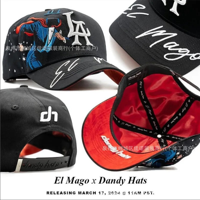 Gorra de Béisbol Ajustable DANDY con Bordado de Letras, Estilo Hip Hop, Moderna, Transpirable, con Protección Solar, Parte Superior Redonda y Flexible