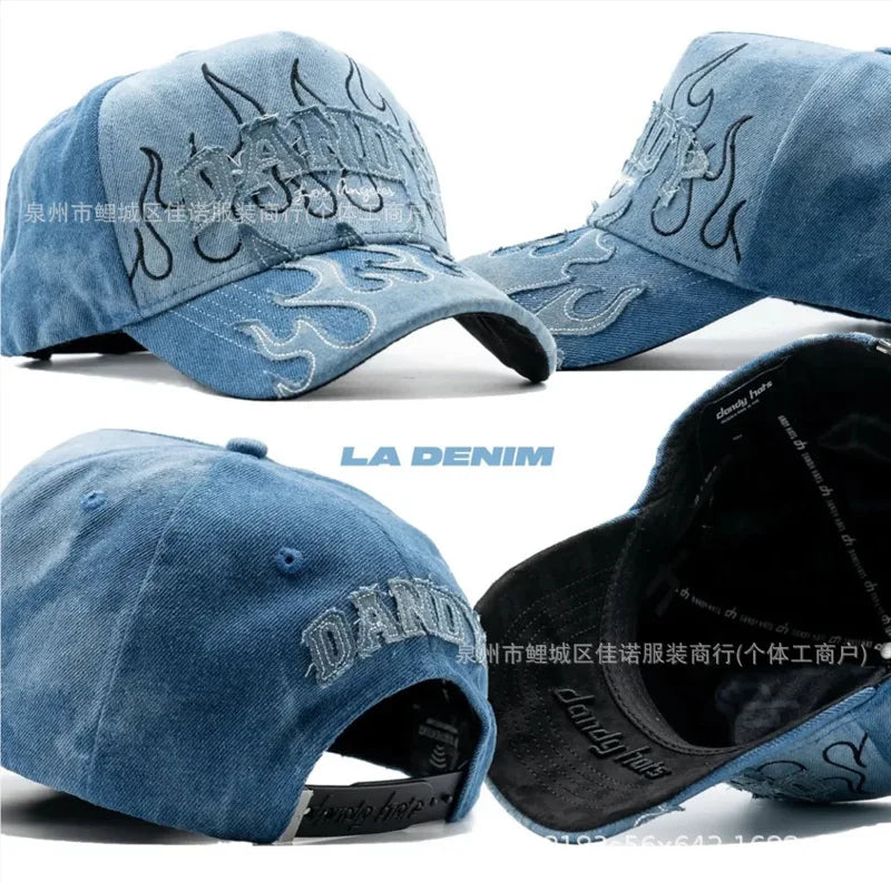 Gorra de Béisbol Ajustable DANDY con Bordado de Letras, Estilo Hip Hop, Moderna, Transpirable, con Protección Solar, Parte Superior Redonda y Flexible