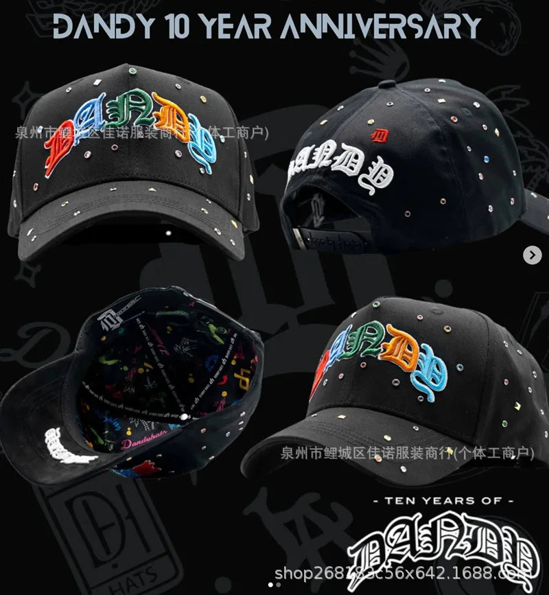 Gorra de Béisbol Ajustable DANDY con Bordado de Letras, Estilo Hip Hop, Moderna, Transpirable, con Protección Solar, Parte Superior Redonda y Flexible