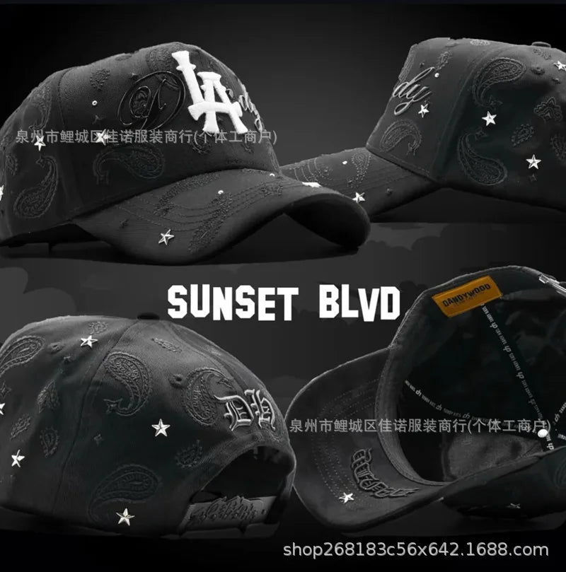 Gorra de Béisbol Ajustable DANDY con Bordado de Letras, Estilo Hip Hop, Moderna, Transpirable, con Protección Solar, Parte Superior Redonda y Flexible