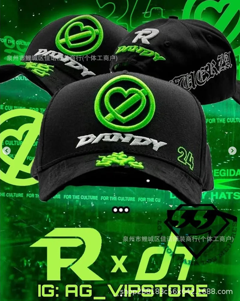Gorra de Béisbol Ajustable DANDY con Bordado de Letras, Estilo Hip Hop, Moderna, Transpirable, con Protección Solar, Parte Superior Redonda y Flexible