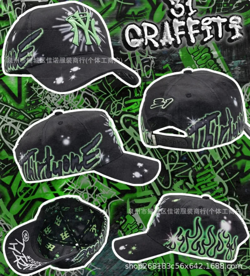 Gorra de Béisbol Ajustable DANDY con Bordado de Letras, Estilo Hip Hop, Moderna, Transpirable, con Protección Solar, Parte Superior Redonda y Flexible
