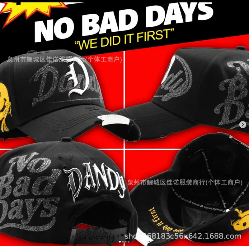 Gorra de Béisbol Ajustable DANDY con Bordado de Letras, Estilo Hip Hop, Moderna, Transpirable, con Protección Solar, Parte Superior Redonda y Flexible
