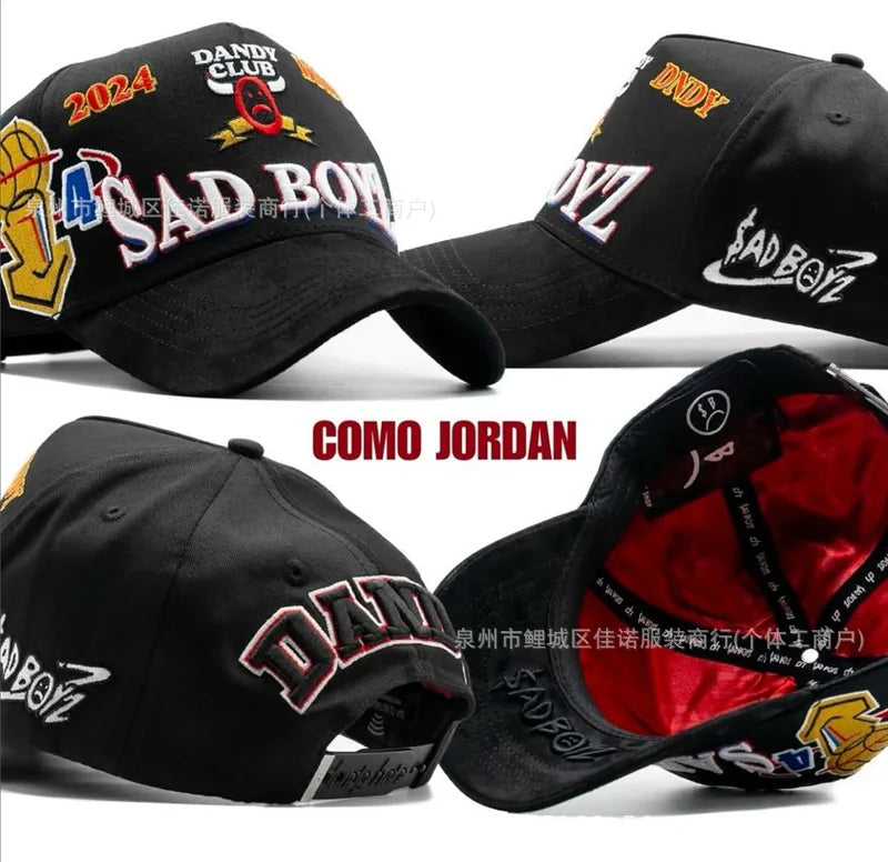 Gorra de Béisbol Ajustable DANDY con Bordado de Letras, Estilo Hip Hop, Moderna, Transpirable, con Protección Solar, Parte Superior Redonda y Flexible