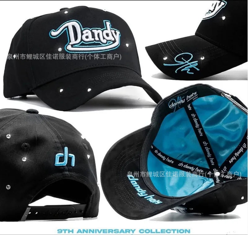 Gorra de Béisbol Ajustable DANDY con Bordado de Letras, Estilo Hip Hop, Moderna, Transpirable, con Protección Solar, Parte Superior Redonda y Flexible