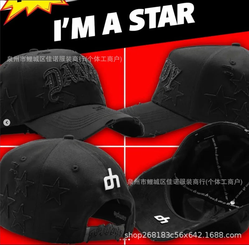 Gorra de Béisbol Ajustable DANDY con Bordado de Letras, Estilo Hip Hop, Moderna, Transpirable, con Protección Solar, Parte Superior Redonda y Flexible
