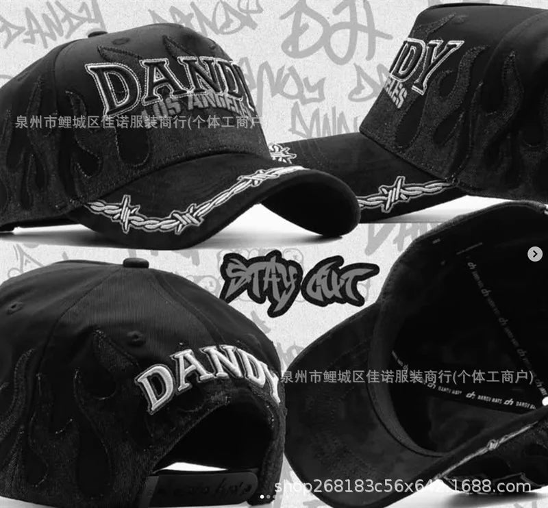 Gorra de Béisbol Ajustable DANDY con Bordado de Letras, Estilo Hip Hop, Moderna, Transpirable, con Protección Solar, Parte Superior Redonda y Flexible