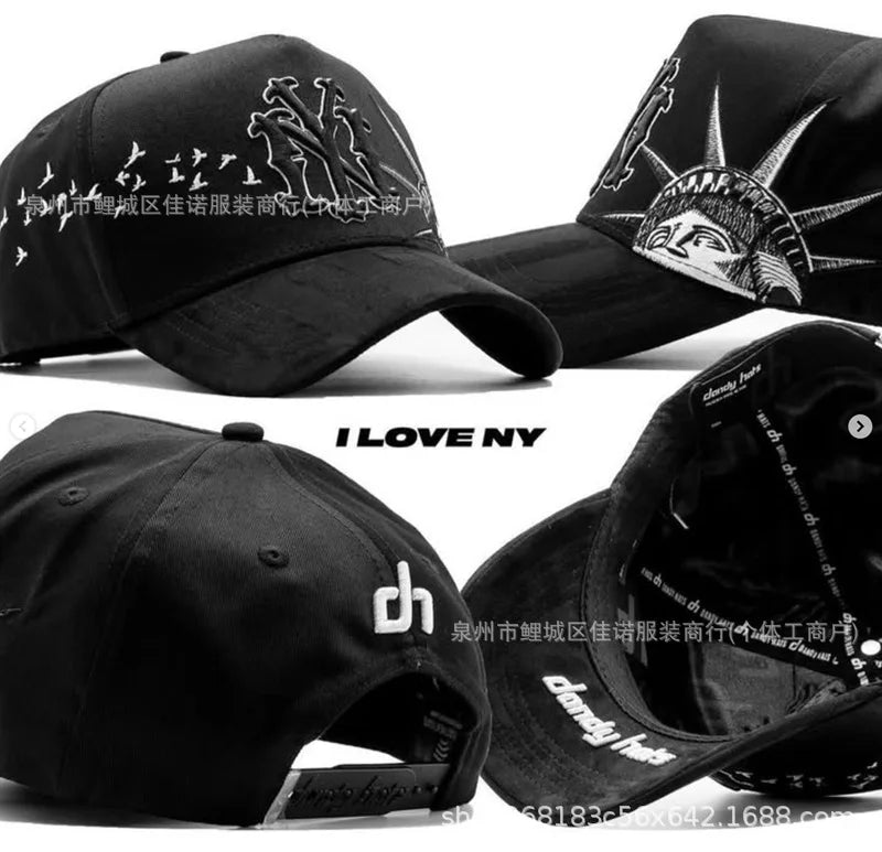 Gorra de Béisbol Ajustable DANDY con Bordado de Letras, Estilo Hip Hop, Moderna, Transpirable, con Protección Solar, Parte Superior Redonda y Flexible