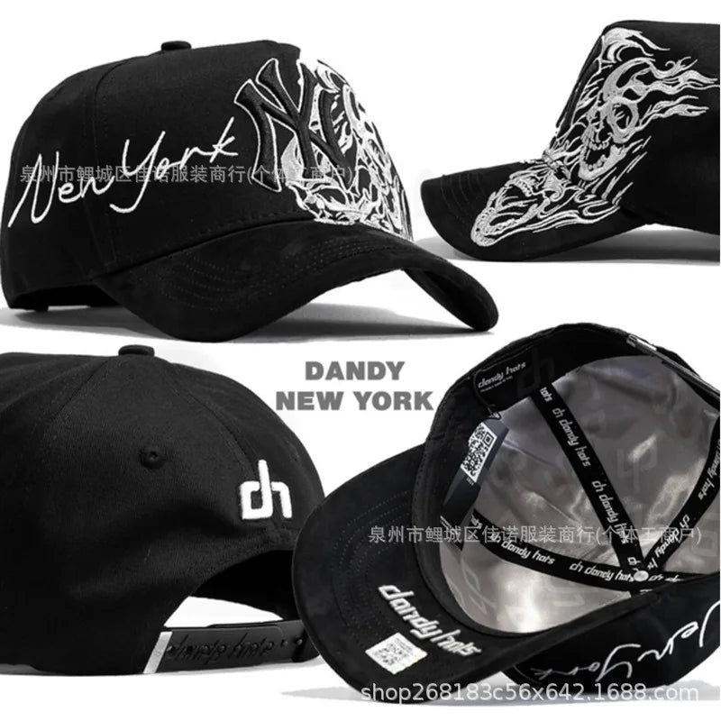 Gorra de Béisbol Ajustable DANDY con Bordado de Letras, Estilo Hip Hop, Moderna, Transpirable, con Protección Solar, Parte Superior Redonda y Flexible