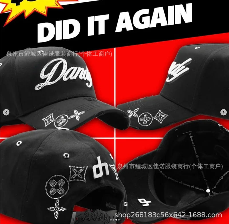 Gorra de Béisbol Ajustable DANDY con Bordado de Letras, Estilo Hip Hop, Moderna, Transpirable, con Protección Solar, Parte Superior Redonda y Flexible