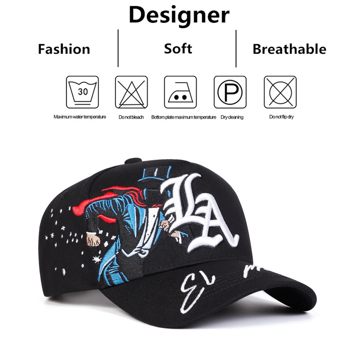 Gorras de Béisbol Bordadas con Diseño Gótico