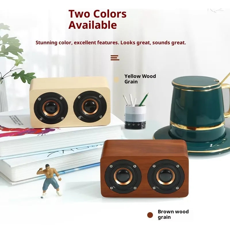 Altavoz Subwoofer Retro de Madera, Portátil, Mini