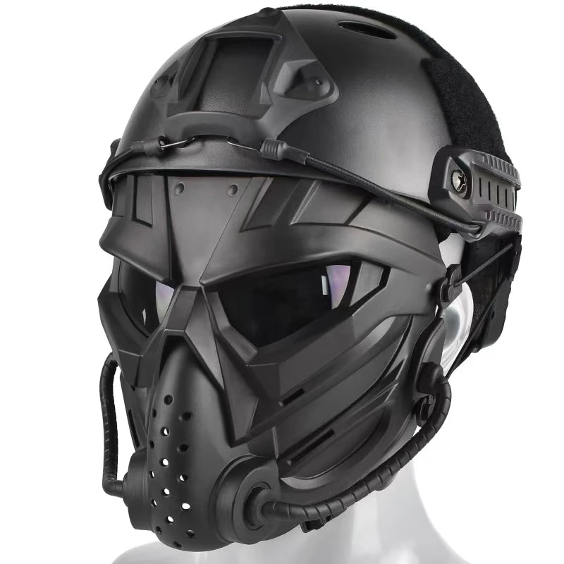 Set de Casco Táctico Integral con Máscara Protectora