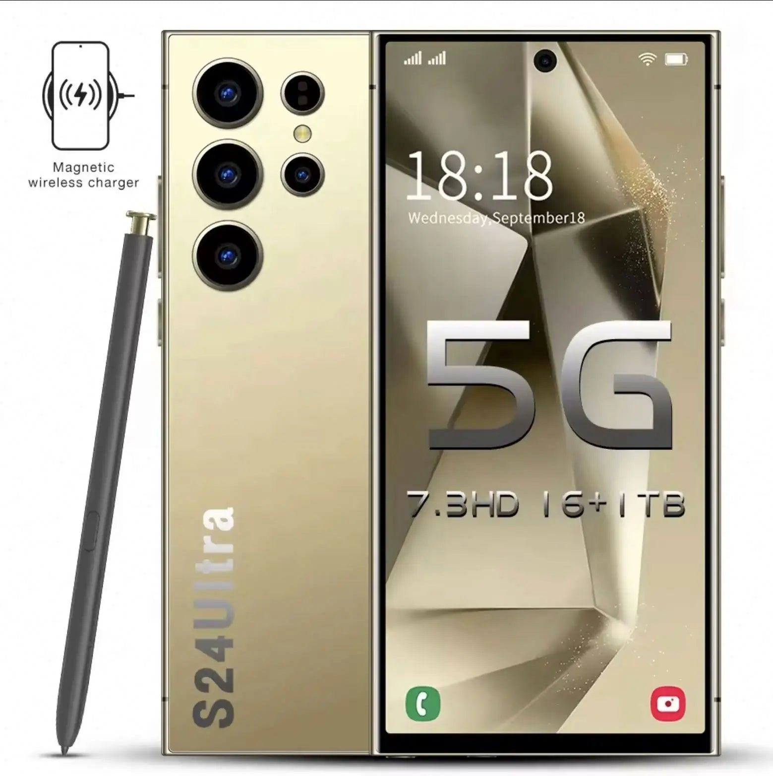 Teléfono S24 Ultra c, 16 GB + 512 GB, 48 MP + 108 MP,