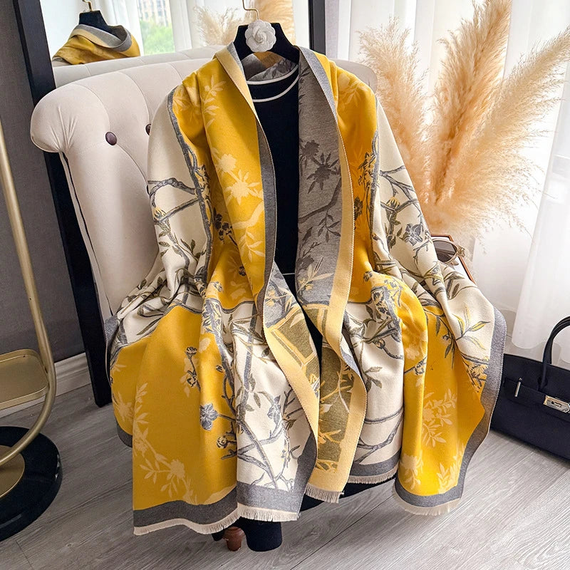 Bufanda con Diseño de Flor de Ciruelo para Mujer