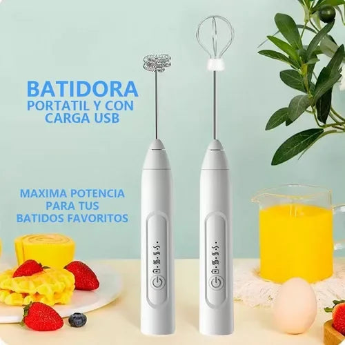 Batidora Eléctrica Portátil Recargable para Leche y Café