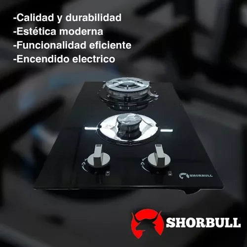 Estufa de Vidrio Templado de 2 Quemadores Shorbull